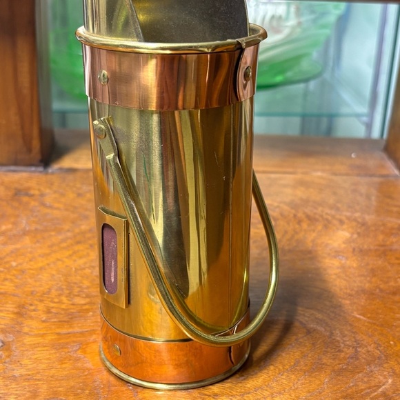 Vintage brass and copper kitchen or fireplace match holder with strike strip - Picture 4 of 7